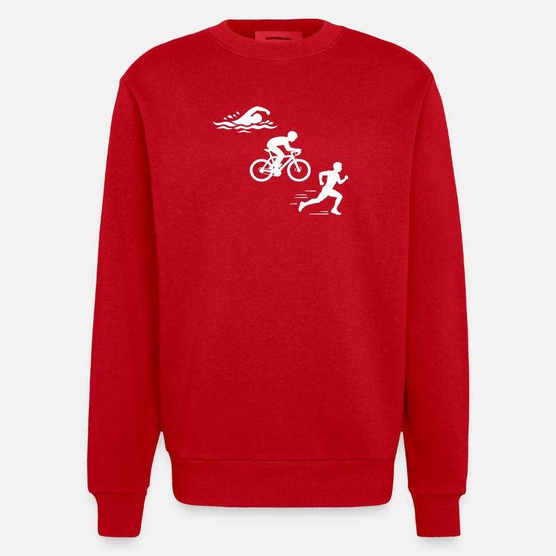 Triathlon Silhouette Triathlet - Heavyweight Oversized Organic Crew Neck Made in EU - Rot