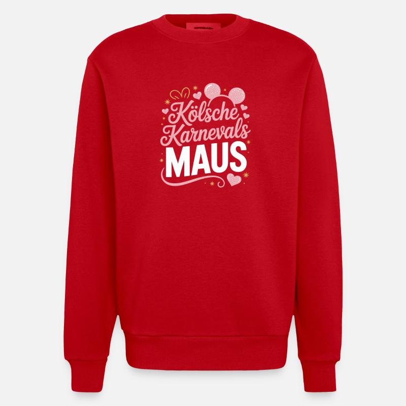 Kölsche Karnevalsmaus Karneval Köln Kölner Maus - Heavyweight Oversized Organic Crew Neck Made in EU - Rot