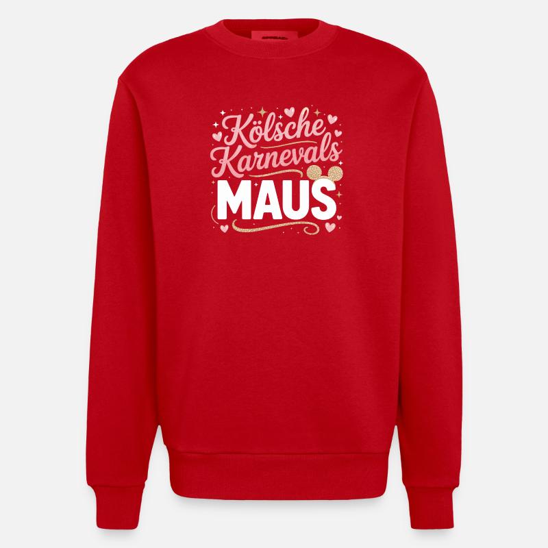 Kölsche Karnevalsmaus Karneval Köln Kölner Maus - Heavyweight Oversized Organic Crew Neck Made in EU - Rot