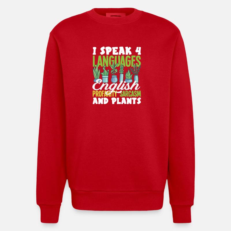 Sprich 4 Sprachen Englisch Sarkasmus - Heavyweight Oversized Organic Crew Neck Made in EU - Rot