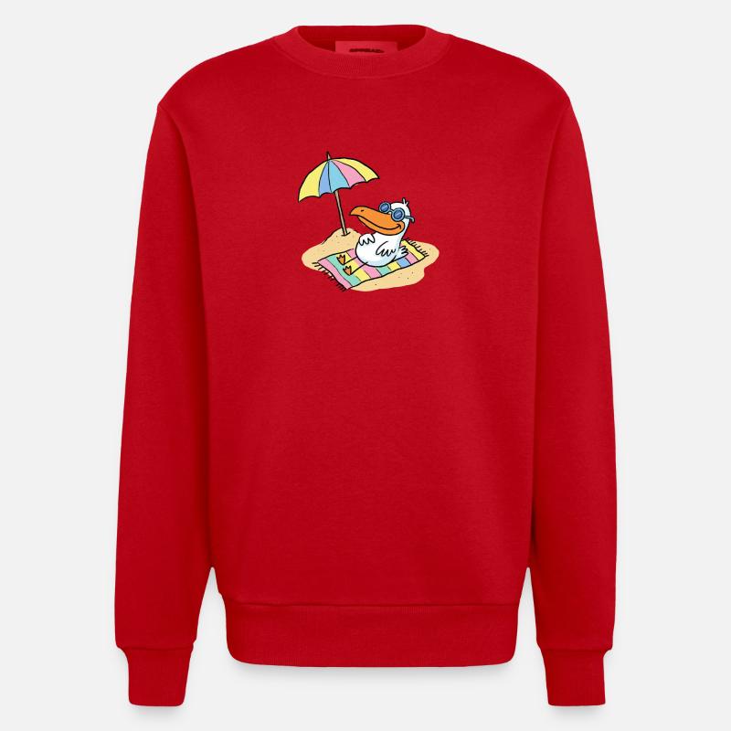 Sonnenvogel am Strand mit Schirm - Heavyweight Oversized Organic Crew Neck Made in EU - Rot