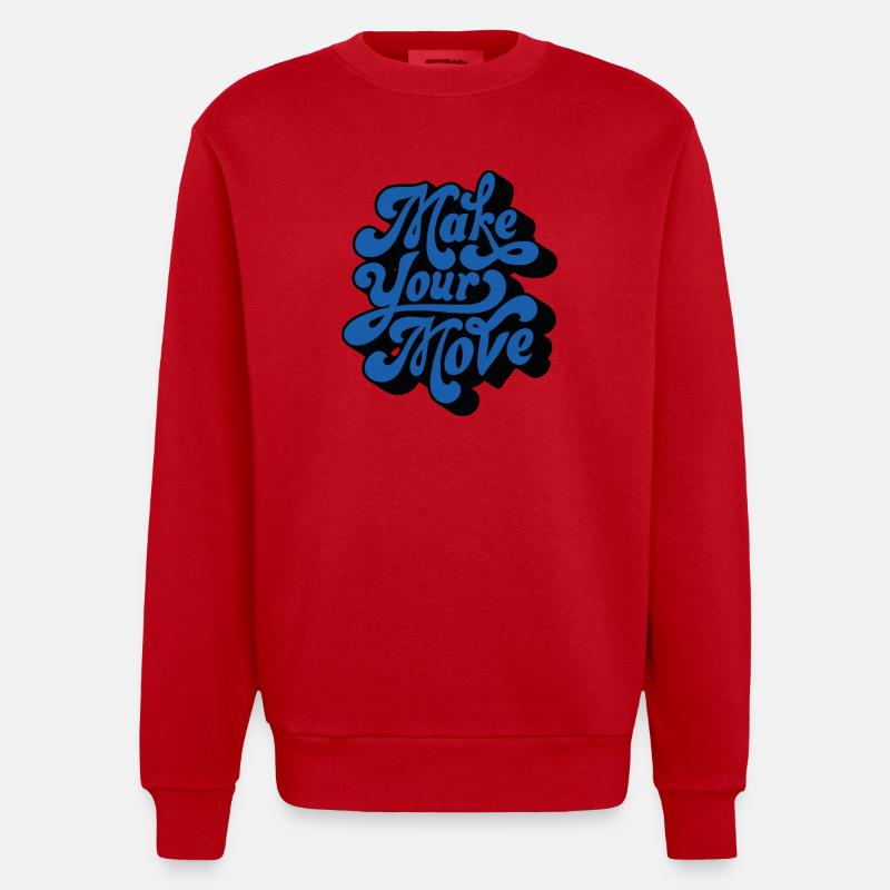 Faites votre mouvement – Style rétro - Sweat bio épais oversize fabriqué en UE - rouge