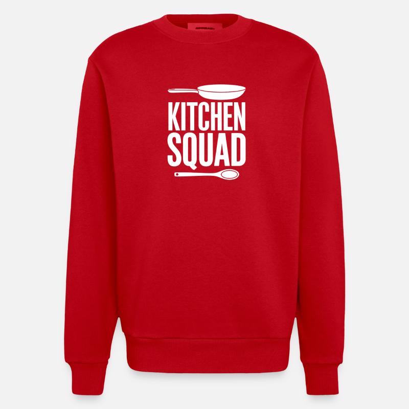  Kitchen Squad Kochteam Küchencrew Hobbyköche - Heavyweight Oversized Organic Crew Neck Made in EU - Rot