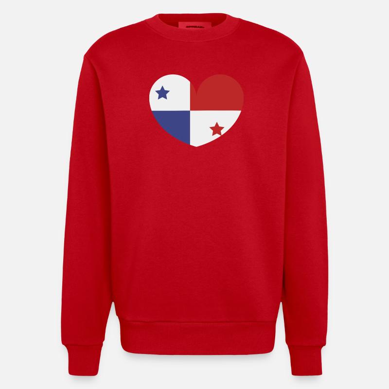 Drapeau du cœur du Panama - Sweat bio épais oversize fabriqué en UE - rouge