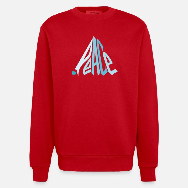 Peace Graffiti mit Herz in Blau - Heavyweight Oversized Organic Crew Neck Made in EU - Rot