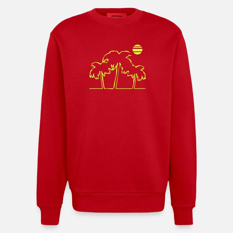 Île de la plage Palm Trees - Sweat bio épais oversize fabriqué en UE - rouge