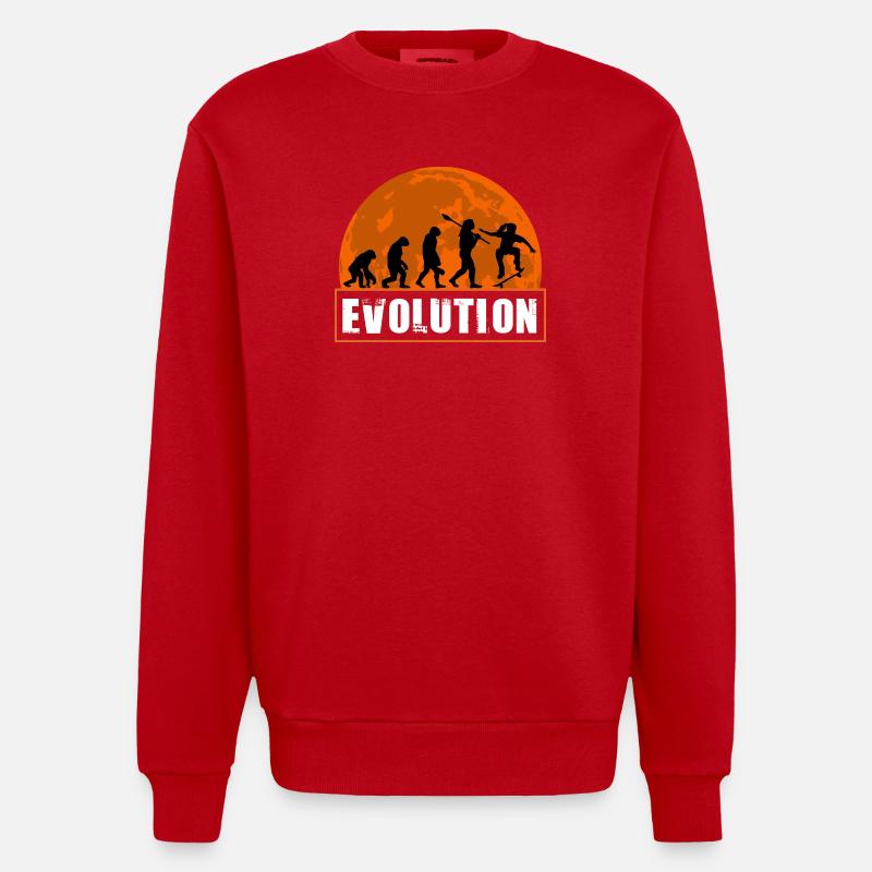 Skateboard Evolution Retro Sunset Skater - Sweat bio épais oversize fabriqué en UE - rouge