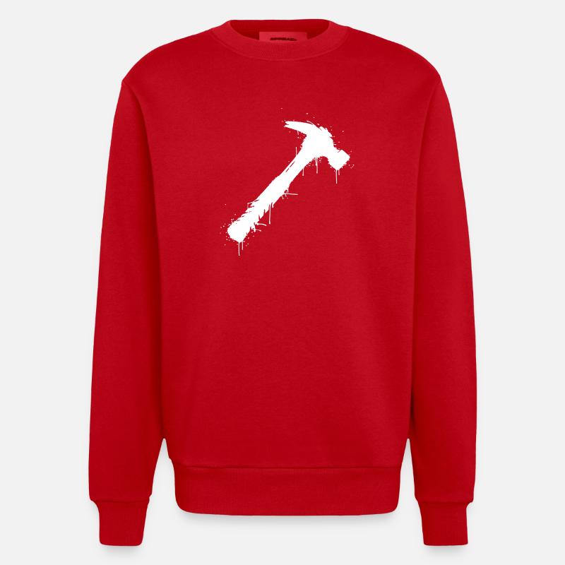 Hammer Werkzeug Graffiti Splatter Vektor - Heavyweight Oversized Organic Crew Neck Made in EU - Rot