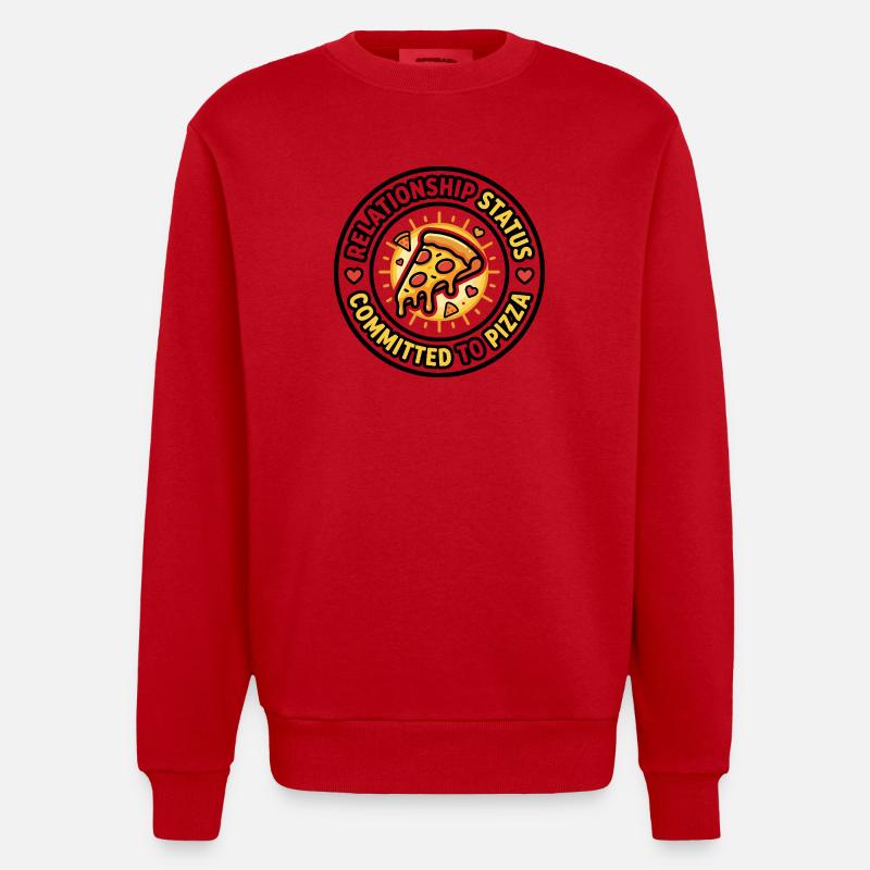 Relationship Status Committed to Pizza - Heavyweight Oversized Organic Crew Neck Made in EU - red