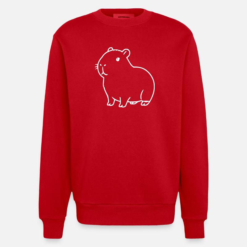 Capybara capybara white - Heavyweight Oversized Organic Crew Neck Made in EU - red