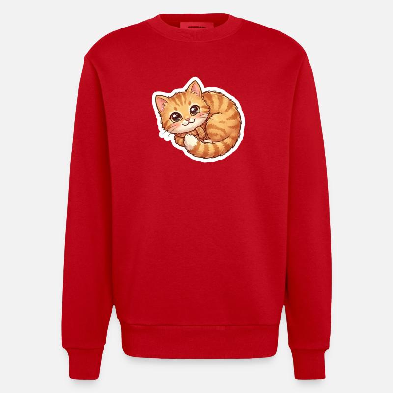 Écharpe douillette orange pour chat - Sweat bio épais oversize fabriqué en UE - rouge