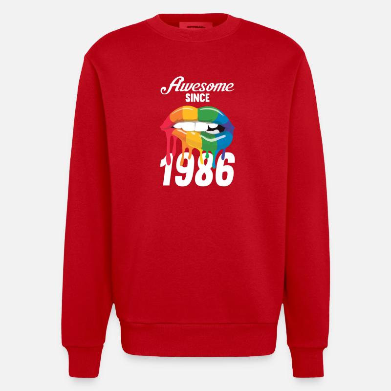 Rainbow Lips 1986 - Sweat bio épais oversize fabriqué en UE - rouge