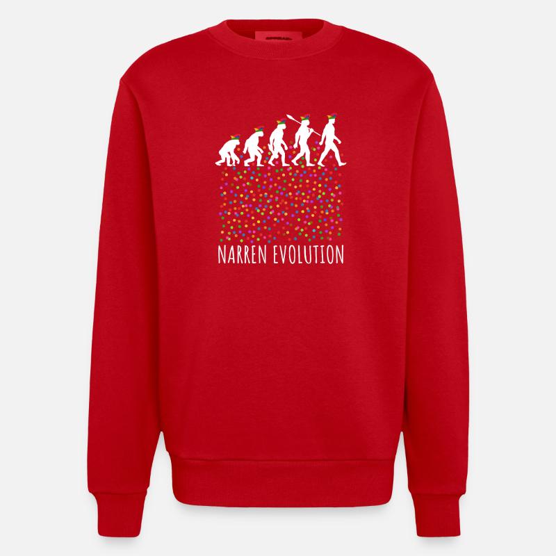 Narren Evolution | Homo Karnevalis | Fastnacht - Heavyweight Oversized Organic Crew Neck Made in EU - Rot