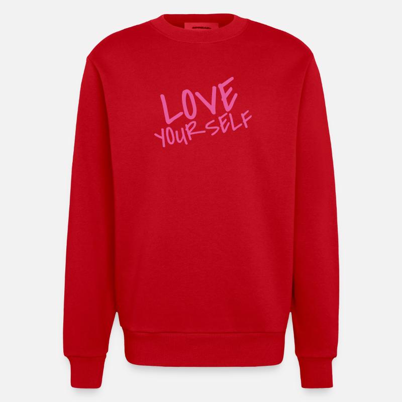Aimez-vous – Déclaration d’amour de soi rose - Sweat bio épais oversize fabriqué en UE - rouge
