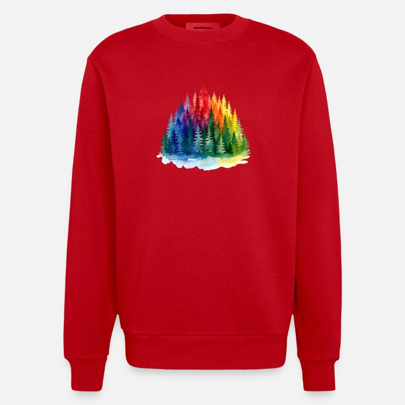 Regenbogenwald Silhouette Rainbow forest - Heavyweight Oversized Organic Crew Neck Made in EU - Rot