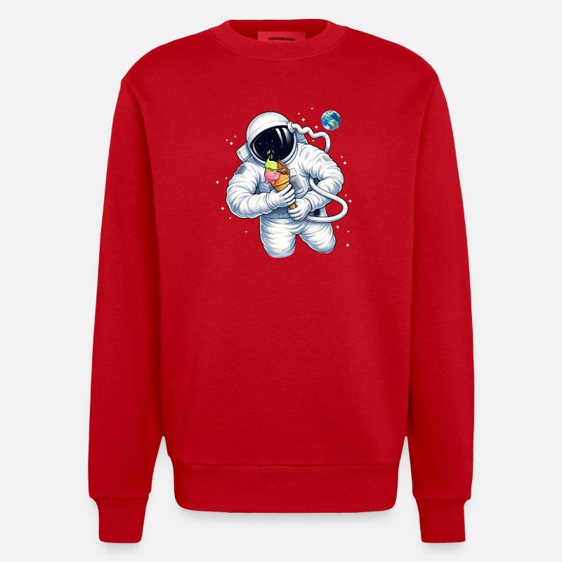 Astronaute avec une glace dans l’espace - Sweat bio épais oversize fabriqué en UE - rouge