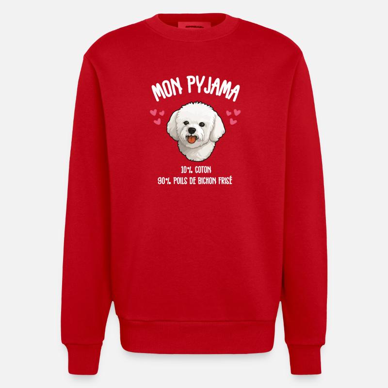 Pyjama Poils de Bichon - Sweat bio épais oversize fabriqué en UE - rouge