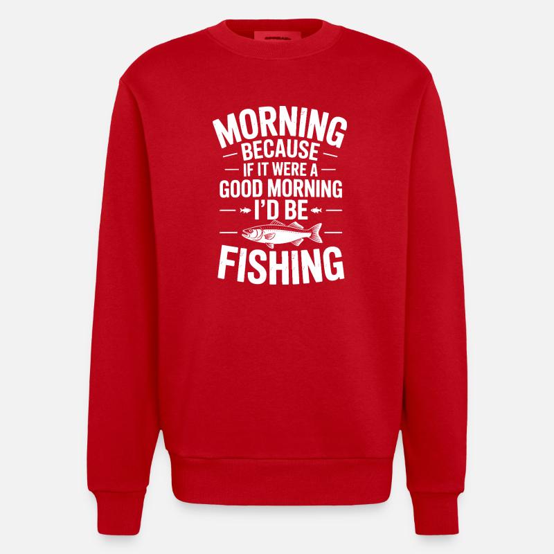 Tee de pêche matinale - Sweat bio épais oversize fabriqué en UE - rouge