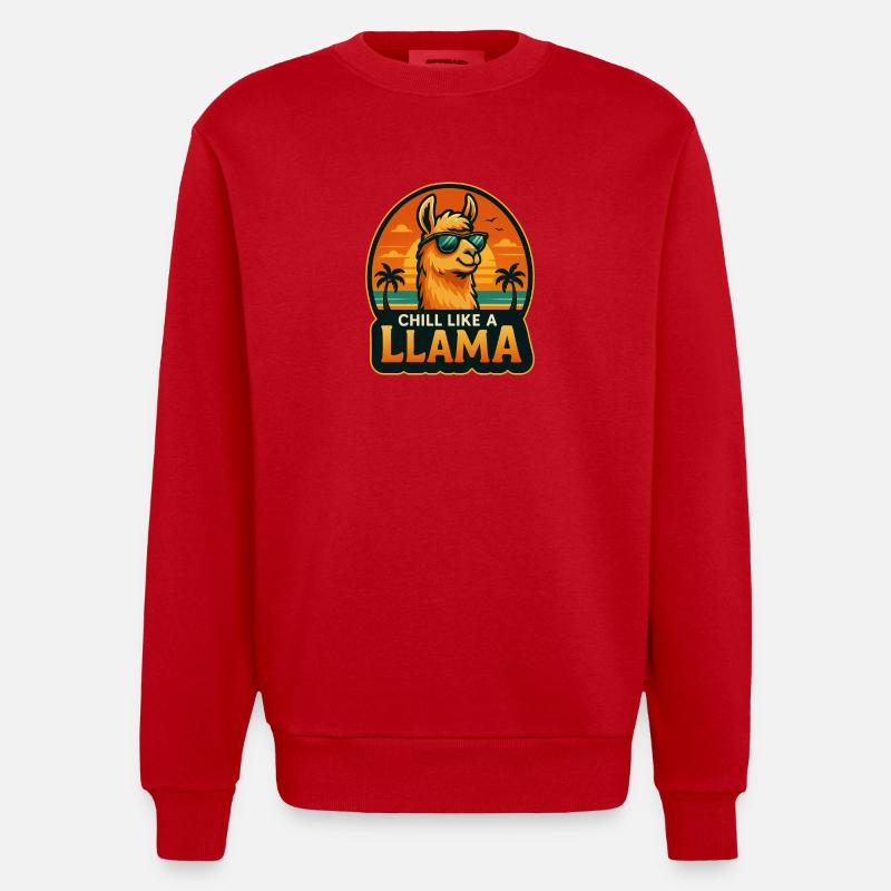 Chill wie ein Lama - Heavyweight Oversized Organic Crew Neck Made in EU - Rot