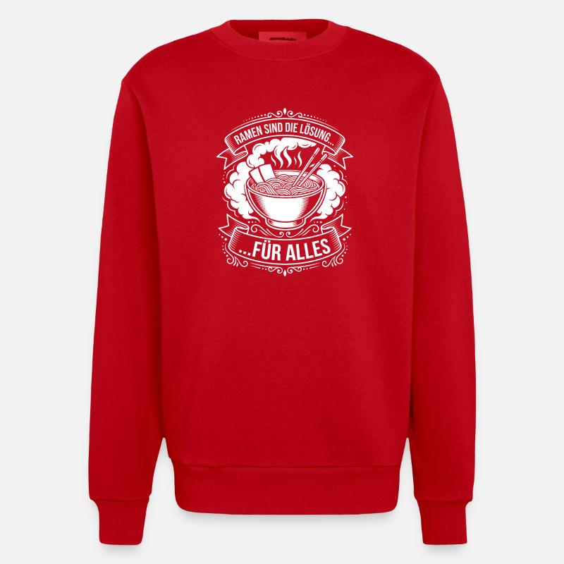 Ramen is the solution - Heavyweight Oversized Organic Crew Neck Made in EU - red