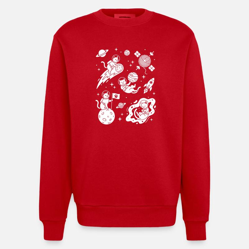 Astro Cats dans l’espace - Sweat bio épais oversize fabriqué en UE - rouge