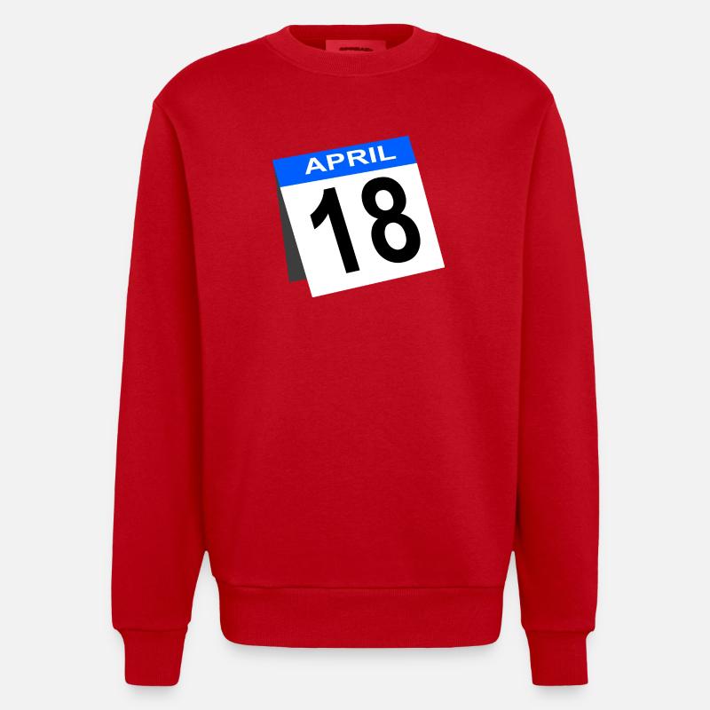 Calendrier du 18e anniversaire d’avril - Sweat bio épais oversize fabriqué en UE - rouge