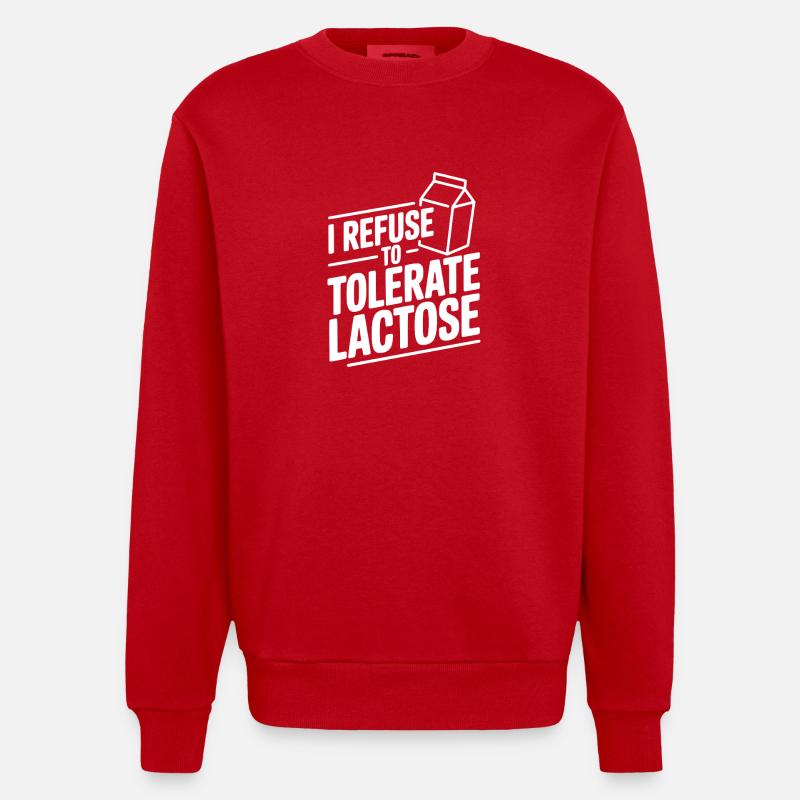 Je refuse de tolérer le lactose - Sweat bio épais oversize fabriqué en UE - rouge