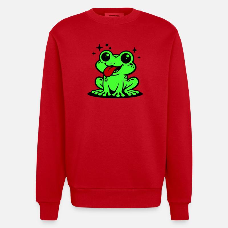 Toad Comic Frog - Heavyweight Oversized Organic Crew Neck Made in EU - red