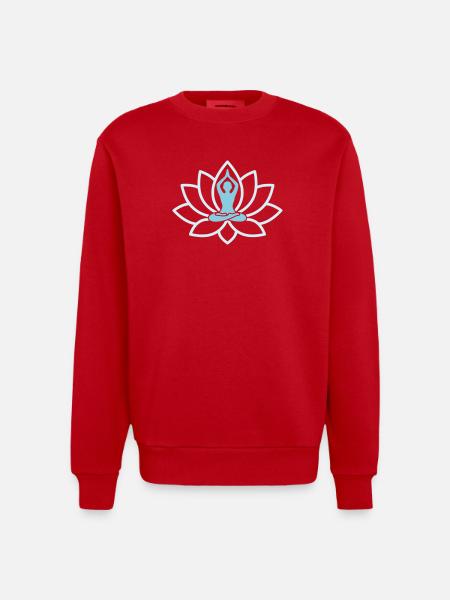 Bunte Lotusblüte Chakra - Heavyweight Oversized Organic Crew Neck Made in EU - Rot