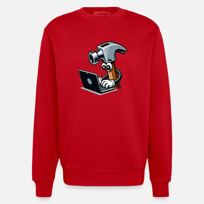 HammerCode: Tool meets bits - Heavyweight Oversized Organic Crew Neck Made in EU - red