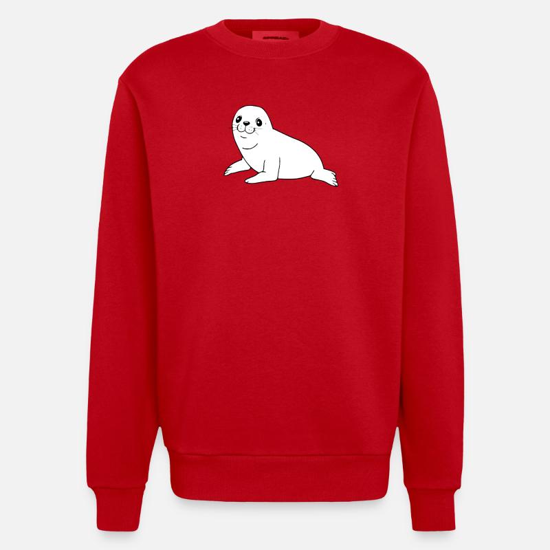Robbe Seehund Robben Seehunde - Heavyweight Oversized Organic Crew Neck Made in EU - Rot