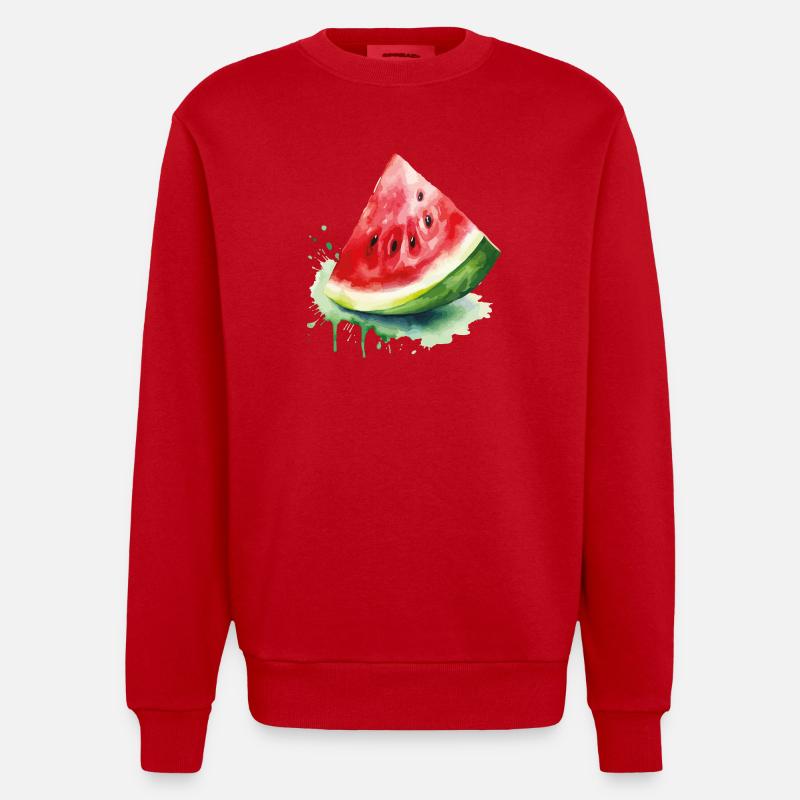 Éclaboussure d’aquarelle pastèque - Sweat bio épais oversize fabriqué en UE - rouge