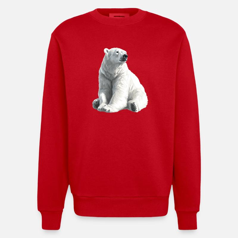 Polar Bär Illustration Eislicht - Sweat bio épais oversize fabriqué en UE - rouge