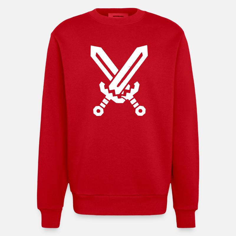 Pixel Swords Rétro 8 Bits - Sweat bio épais oversize fabriqué en UE - rouge