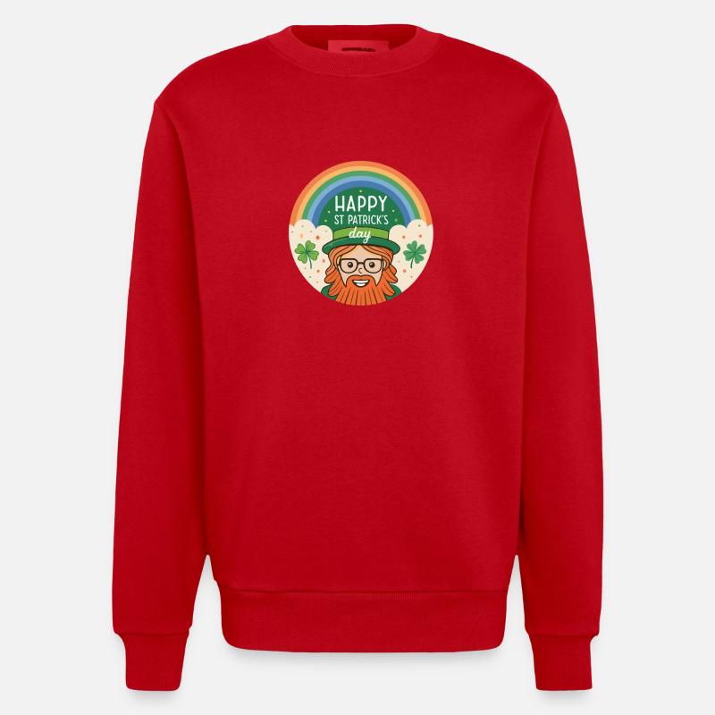 St. Patrick's Regenbogen-Kobold - Heavyweight Oversized Organic Crew Neck Made in EU - Rot