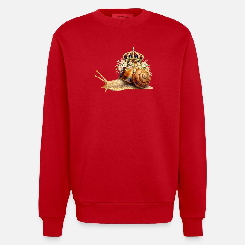Escargot royal avec couronne de fleurs - Sweat bio épais oversize fabriqué en UE - rouge