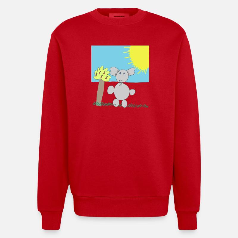 Verspielter Elefant unter einer hellen Sonne - Heavyweight Oversized Organic Crew Neck Made in EU - Rot