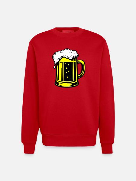 Beer Mug Symbol Beer - Heavyweight Oversized Organic Crew Neck Made in EU - red