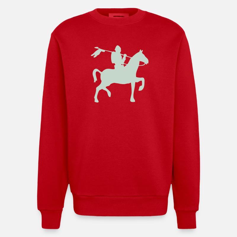 Ritter Krieger auf ein Pferd - Heavyweight Oversized Organic Crew Neck Made in EU - Rot