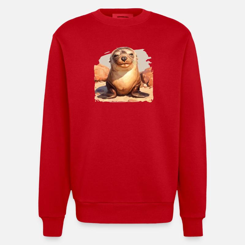 Lions de mer Lion de mer - Sweat bio épais oversize fabriqué en UE - rouge