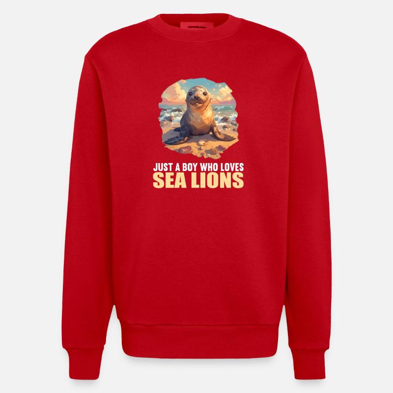 Seelöwen Seelöwe - Heavyweight Oversized Organic Crew Neck Made in EU - Rot
