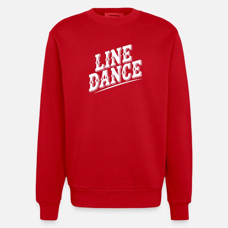 Line Dance Retro Stil - Heavyweight Oversized Organic Crew Neck Made in EU - Rot