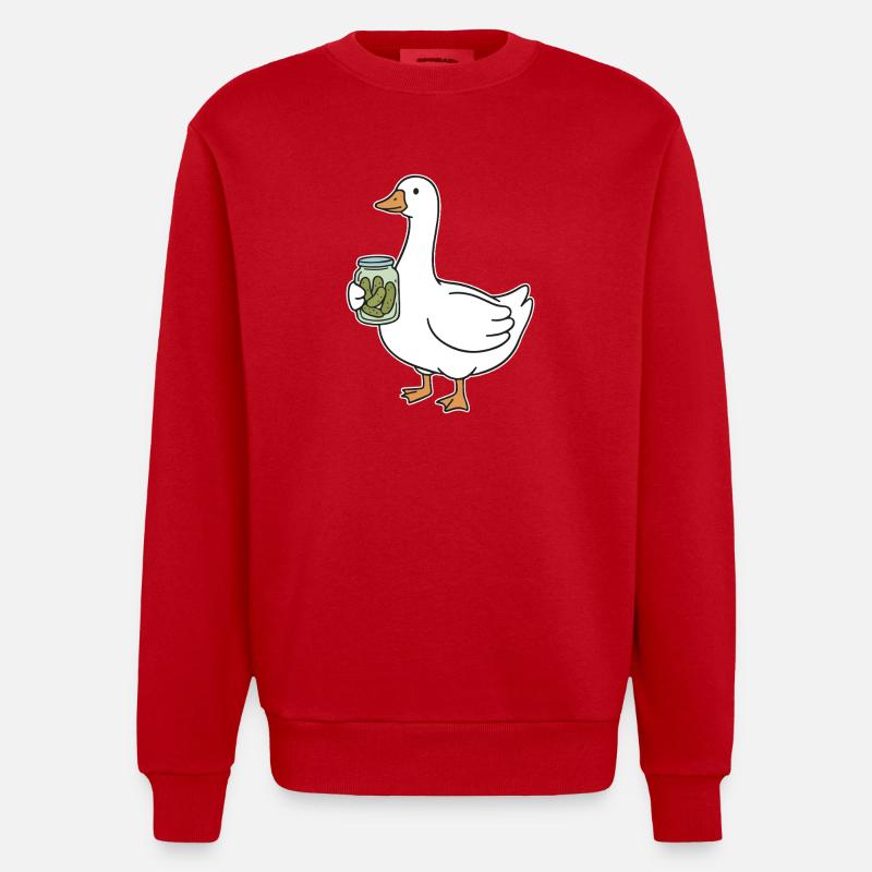Ente mit Einmachglas Gurken - Heavyweight Oversized Organic Crew Neck Made in EU - Rot