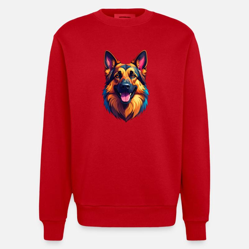 Deutscher Schäferhund - Heavyweight Oversized Organic Crew Neck Made in EU - Rot