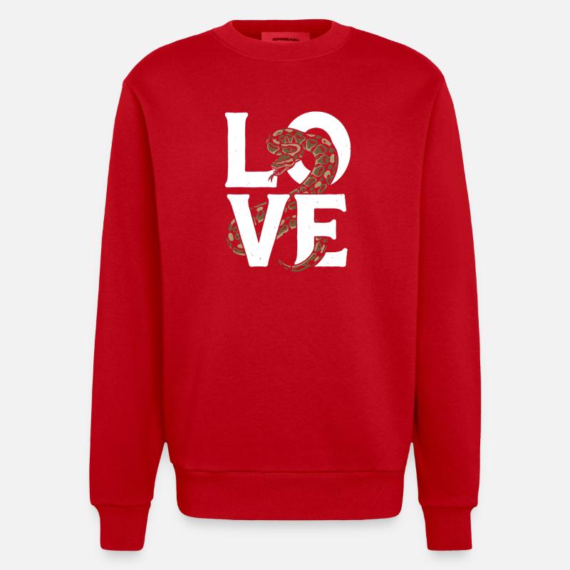 Königspython Schlangen LOVE Terrarium Python - Heavyweight Oversized Organic Crew Neck Made in EU - Rot