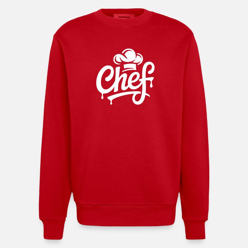 Lettrage du logo du chef - Sweat bio épais oversize fabriqué en UE - rouge