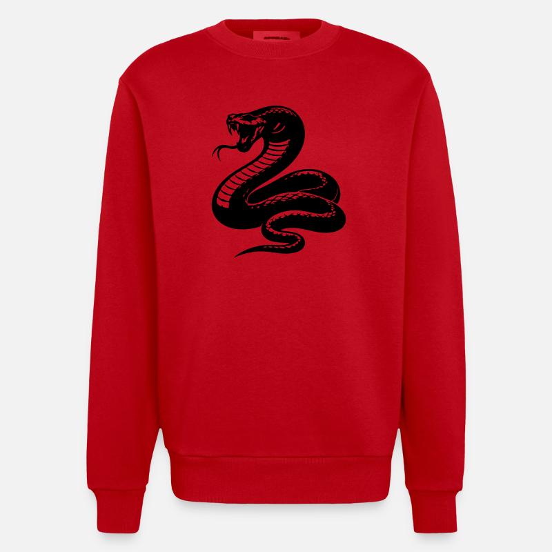 Snake Python Silhouette - Heavyweight Oversized Organic Crew Neck Made in EU - red