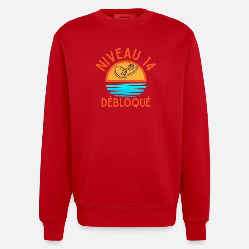 Level 14 Freigeschaltetes Jubiläumspaar - Heavyweight Oversized Organic Crew Neck Made in EU - Rot