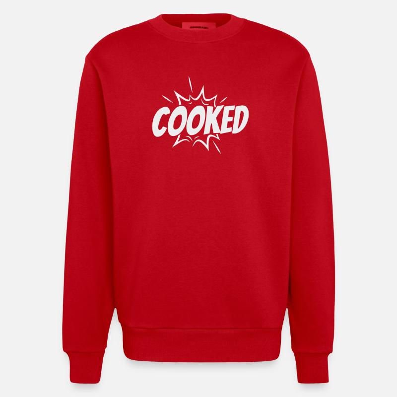 Cooked Explosive Comic Style - Heavyweight Oversized Organic Crew Neck Made in EU - red