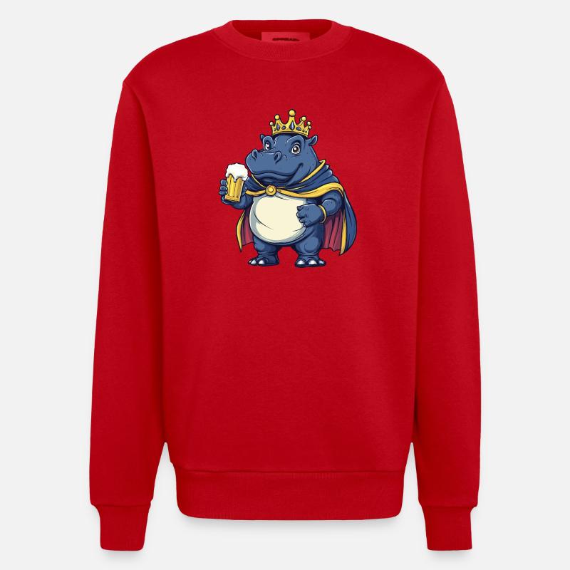 Nilpferd Bier König - Heavyweight Oversized Organic Crew Neck Made in EU - Rot